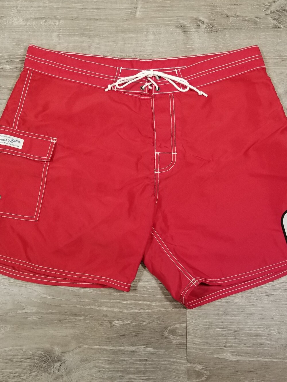 Vintage Kanvas By Katan Board Shorts Swim Trunks Mens 34 Red Beach Outdoor